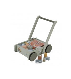 LITTLE DUTCH VOZÍČEK S KOSTKAMI DŘEVĚNÝ FARMA - DŘEVĚNÉ HRAČKY - PRO DĚTI