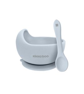 KIKKABOO MISKA SILIKONOVÁ S PŘÍSAVKOU A LŽIČKOU BLUE - MISKY, TALÍŘKY A PODLOŽKY - KRMENÍ