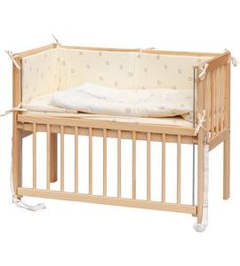 SCARLETT DĚTSKÁ POSTÝLKA BABY PŘÍRODNÍ S KOMPLETNÍ VÝBAVOU MÉĎA BÉŽOVÁ 90X41 CM - DŘEVĚNÉ POSTÝLKY - SPINKÁNÍ