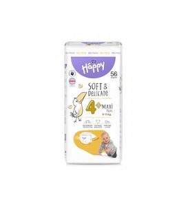 BELLA BABY HAPPY SOFT&DELICATE 4+ MAXI PLUS 9-15KG 56KS - JEDNORÁZOVÉ PLENY - VŠETKO NA PREBAĽOVANIE