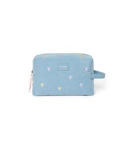 STUDIO NOOS DENIM TOILETRY - TOALETNÍ TAŠTIČKA | HEARTS LIGHT BLUE HEARTS - KOSMETICKÉ TAŠKY - PŘEBALOVÁNÍ