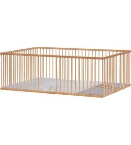 SCARLETT DĚTSKÁ DŘEVĚNÁ OHRÁDKA SCARLETT S LUXUSNÍ OMYVATELNOU ŽÍNĚNKOU M-ŠEDÁ, BUK 200 X 140 X 70CM - OHRÁDKY - KOUPÁNÍ A ZDRAVÍ