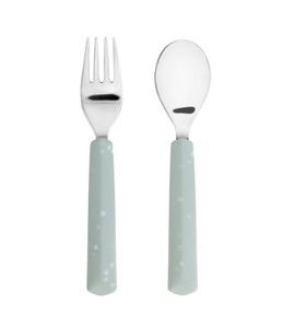 LÄSSIG CUTLERY WITH SILICONE HANDLE 2PCS BLUE - LŽIČKY A PŘÍBORY - KRMENÍ