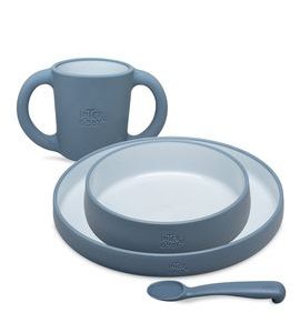 INTERBABY JÍDELNÍ SET SILIKONOVÝ - MODRÝ - MISKY, TALÍŘKY A PODLOŽKY - KRMENÍ