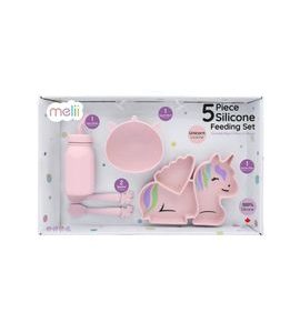 MELII DĚTSKÁ SILIKONOVÁ JÍDELNÍ SADA, 5 DÍLNÁ - JEDNOROŽEC - MISKY, TALÍŘKY A PODLOŽKY - KRMENÍ
