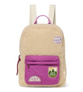 STUDIO NOOS TEDDY MIDI BACKPACK BATŮŽEK S PŘEDNÍ KAPSOU ECRU PURPLE - BATOHY A TAŠKY - PRO DĚTI