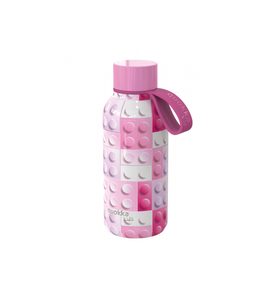 QUOKKA NEREZOVÁ TERMOLÁHEV SOLID KIDS S POUTKEM PINK BRICKS 330 ML - TERMOOBALY A TERMOSKY - KRMENÍ