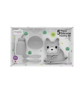 MELII DĚTSKÁ SILIKONOVÁ JÍDELNÍ SADA, 5 DÍLNÁ - BULDOČEK - MISKY, TALÍŘKY A PODLOŽKY - KRMENÍ