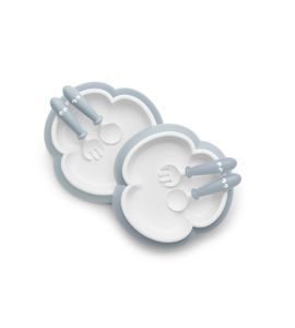 BABYBJÖRN TALÍŘEK SE LŽIČKOU A VIDLIČKOU PUDROVĚ MODRÝ SET 2KS - MISKY, TALÍŘKY A PODLOŽKY - KRMENÍ