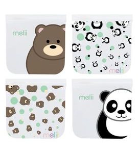 MELII OPAKOVATELNĚ POUŽITELNÉ SÁČKY NA SVAČINU 4KS- PANDA, MEDVĚD - KRABIČKY NA SVAČINU - KRMENÍ