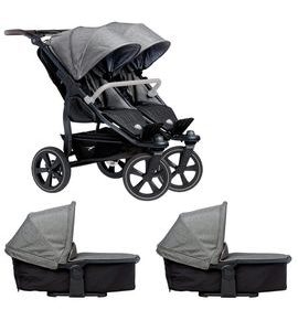 TFK TFK SET DUO2 FRAME 2025 - AIR CHAMBER WHEEL + CARRYCOT + SEAT PREM. GREY - KOČÁRKY PRO DVOJČATA - KOČÁRKY A PŘÍSLUŠENSTVÍ