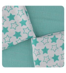 KIKKO BAMBUSOVÉ UBROUSKY XKKO BMB 30X30 LITTLE STARS TURQUOISE MIX 9KS - BRYNDÁKY - KRMENÍ