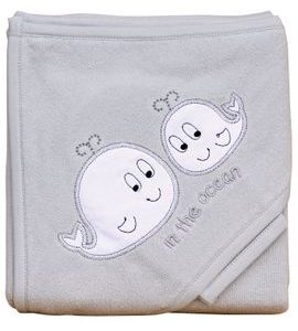 SCARLETT FROTÉ RUČNÍK S KAPUCÍ VELRYBY ŠEDÁ - OSUŠKY A DĚTSKÉ ŽUPANY - KOUPÁNÍ A ZDRAVÍ