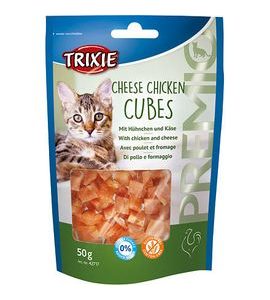 TRIXIE PREMIO CHEESE CHICKEN CUBES - KUŘECÍ KOSTIČKY SE SÝREM 50 G - SUŠENÉ MASO PRO KOČKY - CHOVATELSKÉ POTŘEBY MALVÍKZOO