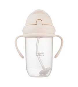 CANPOL BABIES HRNEČEK NEVYLÉVACÍ SE SLÁMKOU A ZÁVAŽÍM 270ML KRÉMOVÝ - DĚTSKÉ HRNEČKY - KRMENÍ