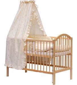 SCARLETT POSTÝLKA 120X60CM S KOMPLETNÍ VÝBAVOU SCARLETT MÉĎA BÉŽOVÁ - DŘEVĚNÉ POSTÝLKY - SPINKÁNÍ