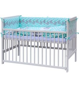 SCARLETT DĚTSKÁ POSTÝLKA S KOMPLETNÍ VÝBAVOU SCARLETT 120X60CM KUBA TYRKYSOVÁ - DŘEVĚNÉ POSTÝLKY - SPINKÁNÍ