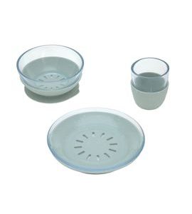 LÄSSIG DISH SET GLASS/SILICONE BLUE - MISKY, TALÍŘKY A PODLOŽKY - KRMENÍ