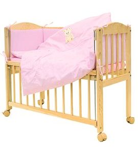 SCARLETT SOUPRAVA DO POSTÝLKY BABY 7-DÍLNÁ MÉĎA RŮŽOVÁ 90X41CM - POVLEČENÍ DO POSTÝLKY - SPINKÁNÍ