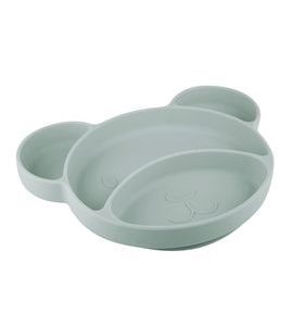 CANPOL BABIES SILIKONOVÝ DĚLENÝ TALÍŘ S PŘÍSAVKOU MEDVÍDEK ZELENÝ - MISKY, TALÍŘKY A PODLOŽKY - KRMENÍ