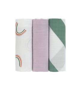 LÄSSIG SWADDLE BURP BLANKET 85X85 HAPPY RASCALS LAVENDER - LÁTKOVÉ PLENY SKLÁDANÉ - PŘEBALOVÁNÍ