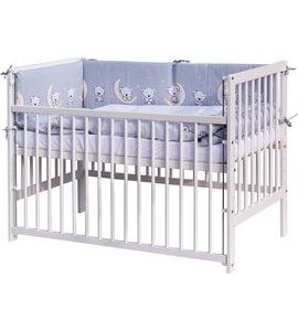 SCARLETT DĚTSKÁ POSTÝLKA S KOMPLETNÍ VÝBAVOU SCARLETT 120 X 60 CM - TORO - ŠEDÁ - DŘEVĚNÉ POSTÝLKY - SPINKÁNÍ