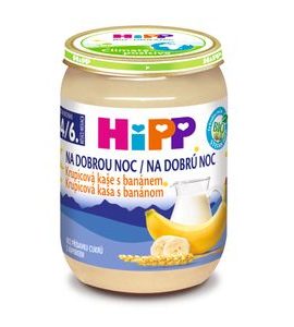 HIPP BIO KAŠE NA DOBROU NOC KRUPICOVÁ S BANÁNEM - EXPIRACE 30.6.2026 - KAŠE - KRMENÍ