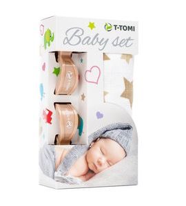 T-TOMI BABY SET - BEIGE STARS - OSUŠKY A DĚTSKÉ ŽUPANY - KOUPÁNÍ A ZDRAVÍ