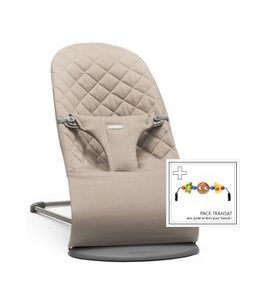 BABYBJORN LEHÁTKO BABYBJÖRN BOUNCER BLISS SAND GREY WOVEN + HRAČKA OČIČKA GOOGLY EYES - LEHÁTKA A HOUPADLA - SPINKÁNÍ