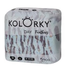 KOLORKY DAY PEŘÍ L (8-13 KG) 19 KS JEDNORÁZOVÉ EKO PLENKY - JEDNORÁZOVÉ PLENY - PŘEBALOVÁNÍ