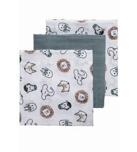 MEYCO PLENKY 3-BALENÍ ANIMAL/UNI STONE GREEN/ANIMAL - LÁTKOVÉ PLENY SKLÁDANÉ - PŘEBALOVÁNÍ