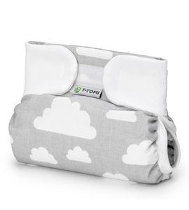 T-TOMI ORTOPEDICKÉ ABDUKČNÍ KALHOTKY - SUCHÝ ZIP WHITE CLOUDS (3-6KG) - PLENKOVÉ KALHOTKY - PŘEBALOVÁNÍ