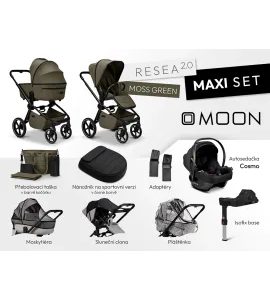 MOON RESEA 2.0 MAXI SET - MOSS - KOMBINACE S PŘÍSLUŠENSTVÍM - KOČÁRKY A PŘÍSLUŠENSTVÍ