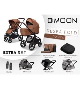 MOON RESEA FOLD EXTRA SET - COGNAC - KOMBINACE S PŘÍSLUŠENSTVÍM - KOČÁRKY A PŘÍSLUŠENSTVÍ
