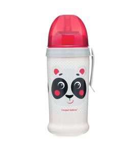 CANPOL BABIES LÁHEV SPORTOVNÍ S NEVYLÉVACÍ SLÁMKOU HELLO LITTLE 350 ML BÉŽOVÁ - SPORTOVNÍ LAHVE - KRMENÍ