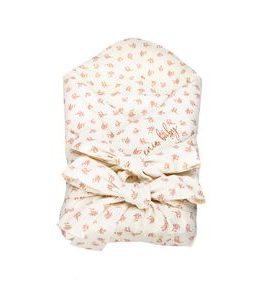 ENIE BABY MUŠELÍNOVÁ ZAVINOVAČKA 80X80CM BÉŽOVÁ S VÍNOVÝMI KVĚTY - ZAVINOVAČKY - SPINKÁNÍ