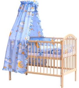 SCARLETT POSTÝLKA 120X60CM S KOMPLETNÍ VÝBAVOU SCARLETT MRÁČEK MODRÁ - DŘEVĚNÉ POSTÝLKY - SPINKÁNÍ