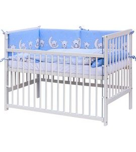 SCARLETT DĚTSKÁ POSTÝLKA S KOMPLETNÍ VÝBAVOU SCARLETT 120 X 60 CM - TORO - MODRÁ - DŘEVĚNÉ POSTÝLKY - SPINKÁNÍ