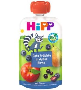 HIPP BIO JABLKO / HRUŠKA / ČERVENÉ OVOCE + ŽELEZO 100 G - OVOCE/DEZERTY - KRMENÍ