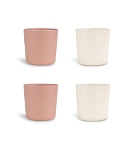 CITRON SADA HRNEČKŮ Z BIO MATERIÁLU, 4KS - RŮŽOVÁ / KRÉMOVÁ - DĚTSKÉ HRNEČKY - KRMENÍ