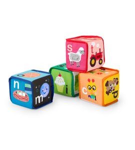 BABY EINSTEIN HRAČKA TEXTILNÍ KOSTKY ABECEDA ALPHA STACKS™ 4KS, 3M+ - STAVEBNICE A PUZZLE - PRO DĚTI