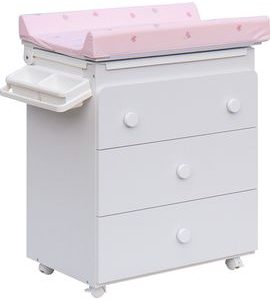 SCARLETT PŘEBALOVACÍ KOMODA S VANIČKOU VISTA BÍLÁ S PŘEBALOVACÍ PODLOŽKOU SLON RŮŽOVÁ - PŘEBALOVACÍ KOMODY - PŘEBALOVÁNÍ