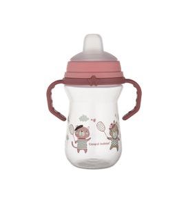 CANPOL BABIES HRNEČEK SE SILIKONOVÝM PÍTKEM FIRSTCUP BONJOUR PARIS 250ML RŮŽOVÝ - DĚTSKÉ HRNEČKY - KRMENÍ