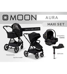 MOON AURA - MAXI ONYX MELANGE - KOMBINACE S PŘÍSLUŠENSTVÍM - KOČÁRKY A PŘÍSLUŠENSTVÍ