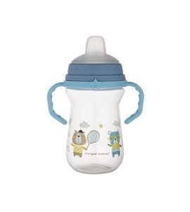 CANPOL BABIES HRNEČEK SE SILIKONOVÝM PÍTKEM FIRSTCUP BONJOUR PARIS 250ML MODRÝ - DĚTSKÉ HRNEČKY - KRMENÍ