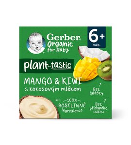 GERBER ORGANIC 100% ROSTLINNÝ DEZERT MANGO A KIWI S KOKOSOVÝM MLÉKEM 4X90G - OVOCE/DEZERTY - KRMENÍ