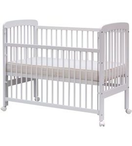 SCARLETT DĚTSKÁ POSTÝLKA SCARLETT MÍŠA - BÍLÁ (BUK) - STAHOVACÍ BOČNICE - 120 X 60 CM - DŘEVĚNÉ POSTÝLKY - SPINKÁNÍ