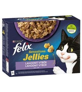 Felix Sensations Jellies jehněčí, makrela, treska, krůta v lahodném želé 12x85 g - EXPIRACE 31.3.2023