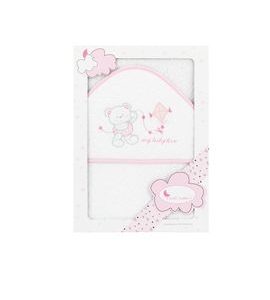 INTERBABY OSUŠKA FROTÉ MEDVÍDEK S DRAKEM BÍLO/RŮŽOVÁ - OSUŠKY A DĚTSKÉ ŽUPANY - KOUPÁNÍ A ZDRAVÍ