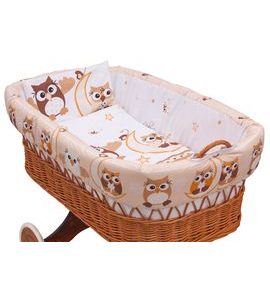 SCARLETT 6-DÍLNÁ SOUPRAVA SOVIČKA DO PROUTĚNÉHO KOŠE- BÉŽOVÁ - POVLEČENÍ DO POSTÝLKY - SPINKÁNÍ